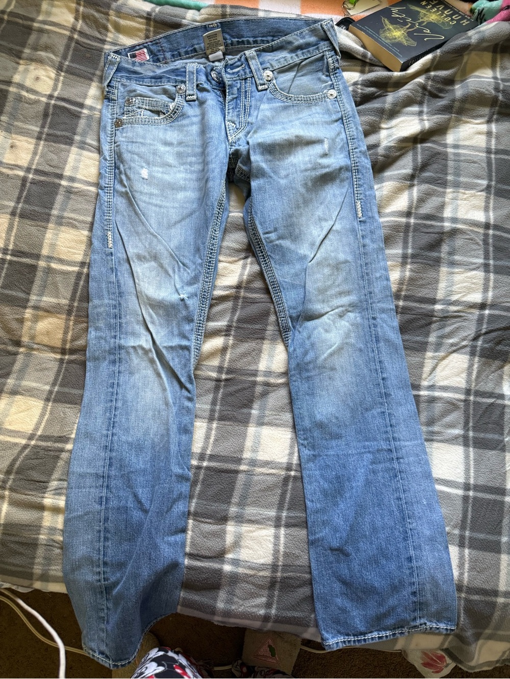 True Religion Men's Light Blue Bootcut Jeans